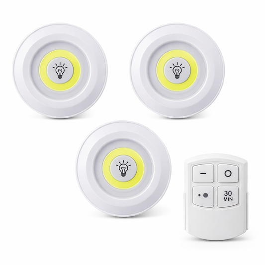 3 White Wireless Wardrobe Light with Remote Control